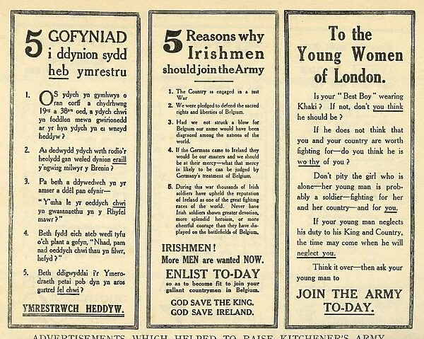 Advertisements Which Helped To Raise Kitcheners Army, 1914-1918, (1919). Creator: Unknown