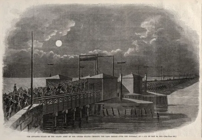 Framed Print : The Advance Guard of the Grand Army of the United States Crossing the Long Bridge… Framed Print : The Advance Guard of the Grand Army of the United States Crossing the Long Bridge…