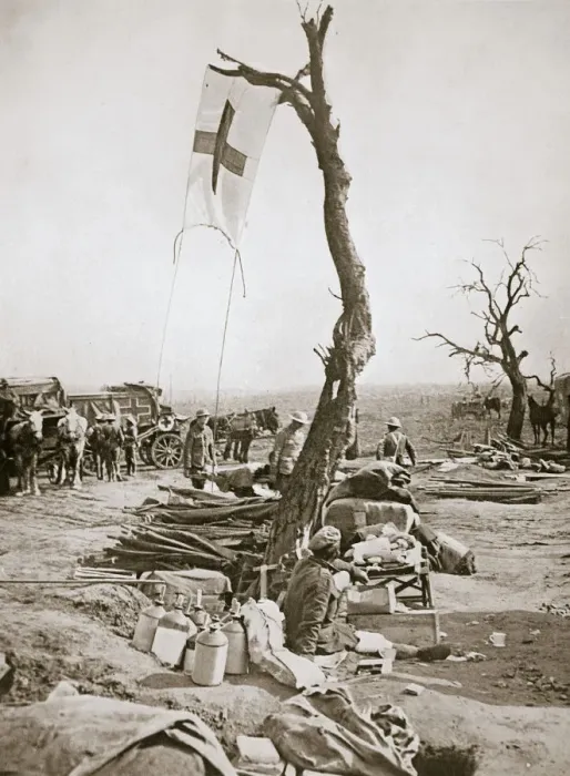 Framed Print : An advanced dressing station, Somme campaign, France, World War I, 1916 Framed Print : An advanced dressing station, Somme campaign, France, World War I, 1916