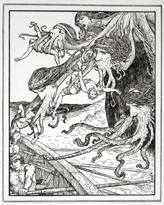 Framed Print : The Adventure with Scylla, 1926. Artist: Henry Justice Ford Framed Print : The Adventure with Scylla, 1926. Artist: Henry Justice Ford