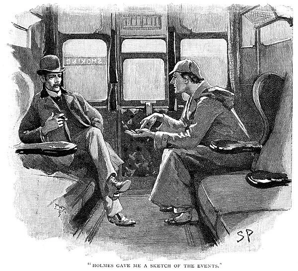 The Adventure of Silver Blaze, Holmes and Watson on train. Artist: Sidney E Paget