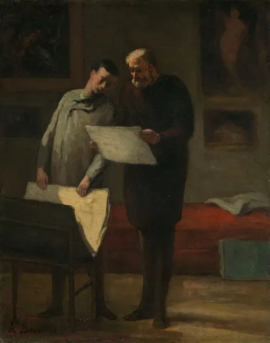 Framed Print : Advice to a Young Artist, 1865 / 1868. Creator: Honore Daumier Framed Print : Advice to a Young Artist, 1865 / 1868. Creator: Honore Daumier