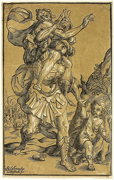 Aeneas Carrying His Father, Anchises, 1643. Creator: Ludolph Busing