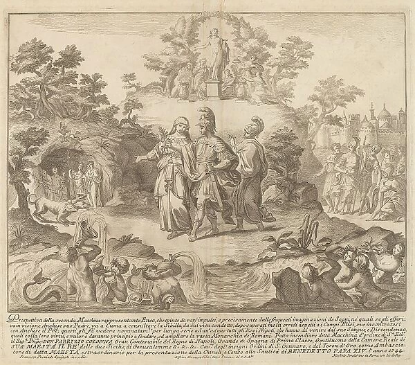 Aeneas and the Cumean Sybil, for the 'Chinea' Festival, 1744. Creator: M Sorello. Aeneas and the Cumean Sybil, for the 'Chinea' Festival, 1744. Creator: M Sorello
