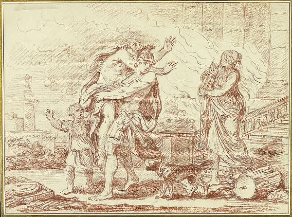 Aeneas Fleeing with Anchises from the Ruins of Troy, 1777. Creator: Augustin Pajou