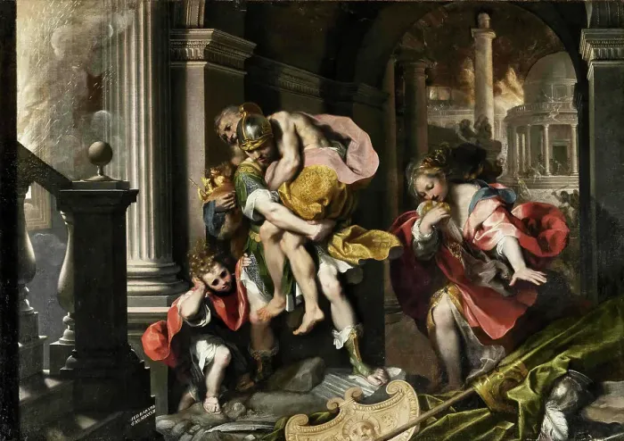 Framed Print : Aeneas Fleeing Troy, 1598. Creator: Barocci; Federigo (1528-1612) Framed Print : Aeneas Fleeing Troy, 1598. Creator: Barocci; Federigo (1528-1612)