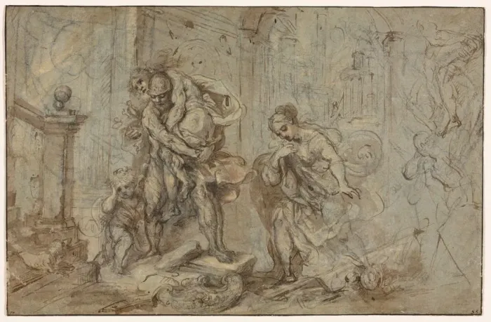 Framed Print : Aeneas Saving Anchises at the Fall of Troy, 1587-1588. Creator: Federico Barocci (Italian Framed Print : Aeneas Saving Anchises at the Fall of Troy, 1587-1588. Creator: Federico Barocci (Italian