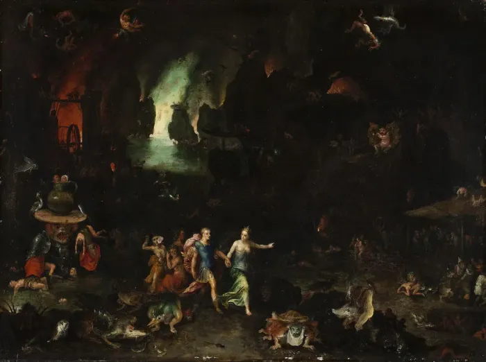 Framed Print : Aeneas and the Sibyl in the Underworld. Creator: Brueghel, Jan, the Elder (1568-1625) Framed Print : Aeneas and the Sibyl in the Underworld. Creator: Brueghel, Jan, the Elder (1568-1625)