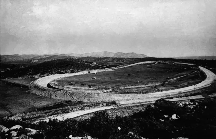 Framed Print : Aerial view of the Autodromo Nacional de Terramar in Sitges (Barcelona), in Framed Print : Aerial view of the Autodromo Nacional de Terramar in Sitges (Barcelona), in