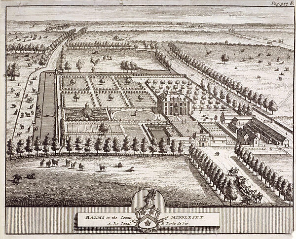 Aerial view of the estate belonging to Baumes House, Hoxton, London, c1600