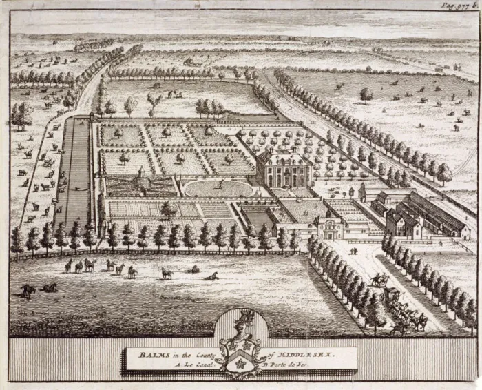 Framed Print : Aerial view of the estate belonging to Baumes House, Hoxton, London, c1600 Framed Print : Aerial view of the estate belonging to Baumes House, Hoxton, London, c1600