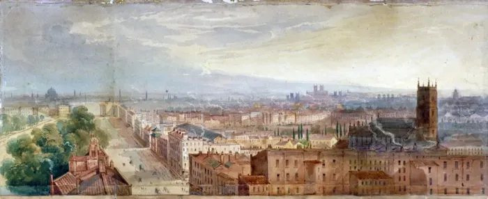 Framed Print : Aerial view of Knightsbridge, London, c1845. Artist: George Robert Vawser Framed Print : Aerial view of Knightsbridge, London, c1845. Artist: George Robert Vawser