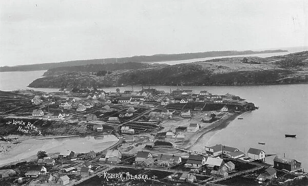 Aerial view of Kodiak, between c1900 and c1930. Creator: Lomen Brothers