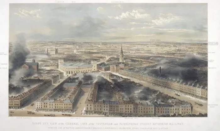 Framed Print : Aerial view of London, 1846 Framed Print : Aerial view of London, 1846