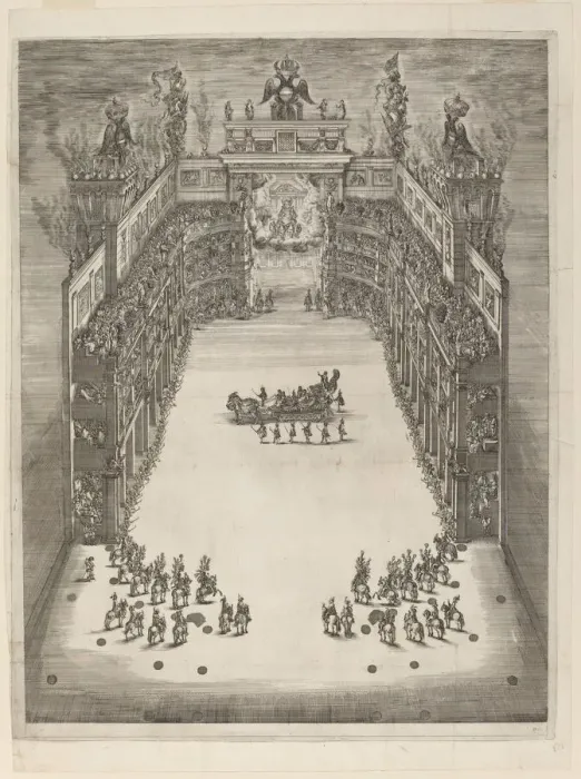 Framed Print : Aerial View of Theatre, 1652. Creator: Stefano della Bella Framed Print : Aerial View of Theatre, 1652. Creator: Stefano della Bella