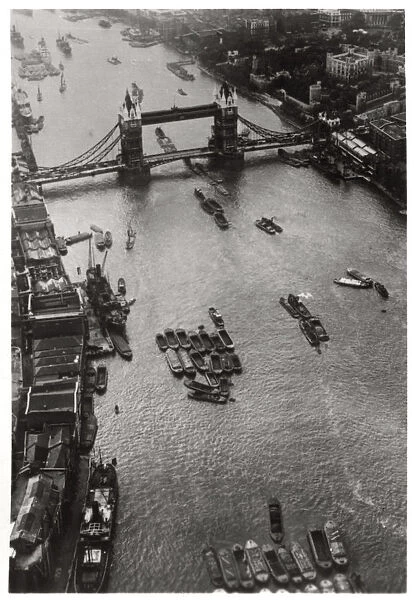 Aerial view of Tower Bridge, London, from a Zeppelin, 1931 (1933)