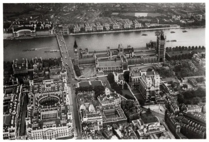 Framed Print : Aerial view of Westminster, London, from a Zeppelin, 1931 (1933) Framed Print : Aerial view of Westminster, London, from a Zeppelin, 1931 (1933)