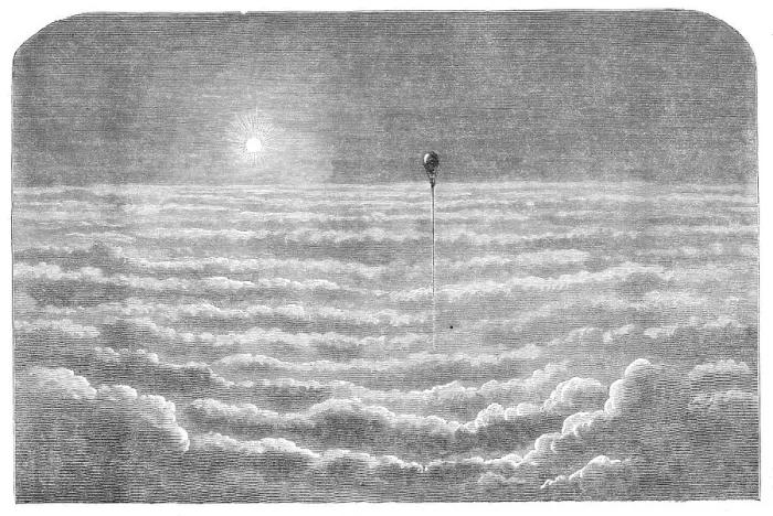 Framed Print : Aerial Voyages - mountain ranges of cloud, 1870. Creator: Unknown Framed Print : Aerial Voyages - mountain ranges of cloud, 1870. Creator: Unknown