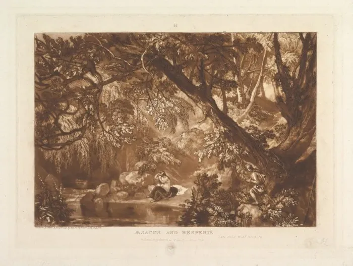 Framed Print : Aesacus and Hesperie, Vide Ovid Metamorphosis, Book XI (Liber Studiorum, part X Framed Print : Aesacus and Hesperie, Vide Ovid Metamorphosis, Book XI (Liber Studiorum, part X