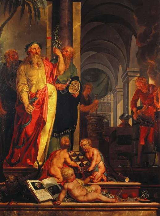 Framed Print : Aesculapius and other ancients are presented with exotic materia medica from the far east...1791. Creator: Johannes Prey Framed Print : Aesculapius and other ancients are presented with exotic materia medica from the far east...1791. Creator: Johannes Prey
