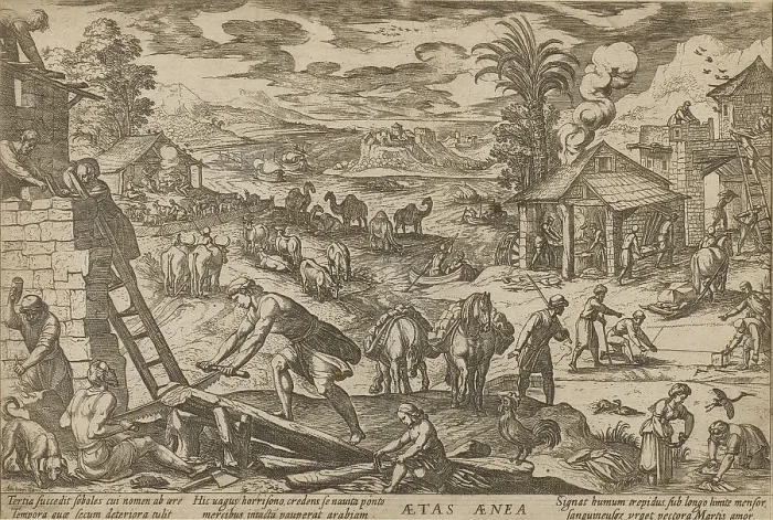 Framed Print : Aetas Aenea. (The Bronze Age). From the series The Four Ages of the World, 1599. Creator: Tempesta; Antonio (1555-1630)