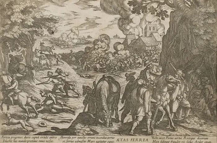 Framed Print : Aetas ferrea. The iron age. From the series The Four Ages of the World, 1599. Creator: Tempesta; Antonio (1555-1630) Framed Print : Aetas ferrea. The iron age. From the series The Four Ages of the World, 1599. Creator: Tempesta; Antonio (1555-1630)
