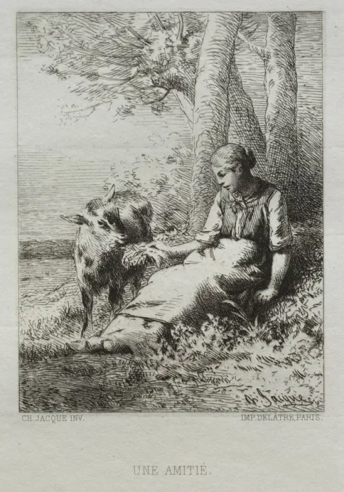 Framed Print : Affection. Creator: Charles-Emile Jacque (French, 1813-1894) Framed Print : Affection. Creator: Charles-Emile Jacque (French, 1813-1894)