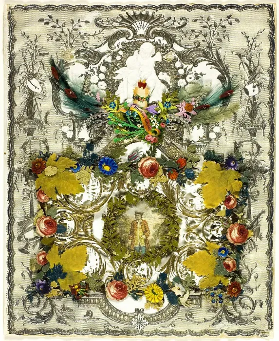 Framed Print : Affections Offering (Valentine), c.1850. Creator: Unknown Framed Print : Affections Offering (Valentine), c.1850. Creator: Unknown