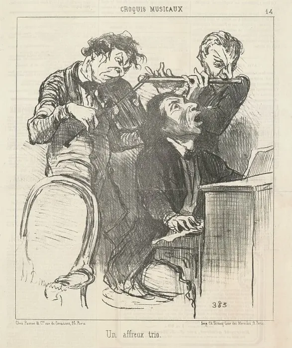Framed Print : Un affeux trio, 19th century. Creator: Honore Daumier Framed Print : Un affeux trio, 19th century. Creator: Honore Daumier