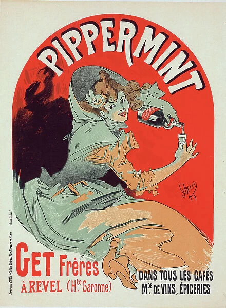 Affiche belge pour le 'Pippermint'. c1900. Creator: Jules Cheret. Affiche belge pour le 'Pippermint'. c1900. Creator: Jules Cheret