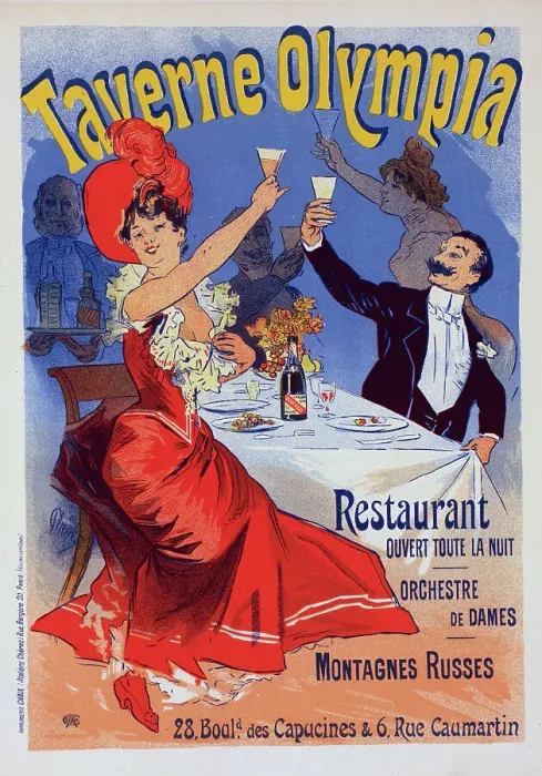 Framed Print : Affiche pour la Taverne Olympia'. c1900. Creator: Jules Cheret. Affiche pour la Taverne Olympia'. c1900. Creator: Jules Cheret Framed Print : Affiche pour la Taverne Olympia'. c1900. Creator: Jules Cheret. Affiche pour la Taverne Olympia'. c1900. Creator: Jules Cheret