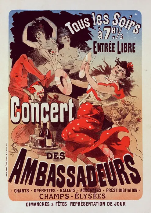 Framed Print : Affiche pour le Concert des Ambassadeurs, c1899. Creator: Jules Cheret. Affiche pour le Concert des Ambassadeurs, c1899. Creator: Jules Cheret Framed Print : Affiche pour le Concert des Ambassadeurs, c1899. Creator: Jules Cheret. Affiche pour le Concert des Ambassadeurs, c1899. Creator: Jules Cheret