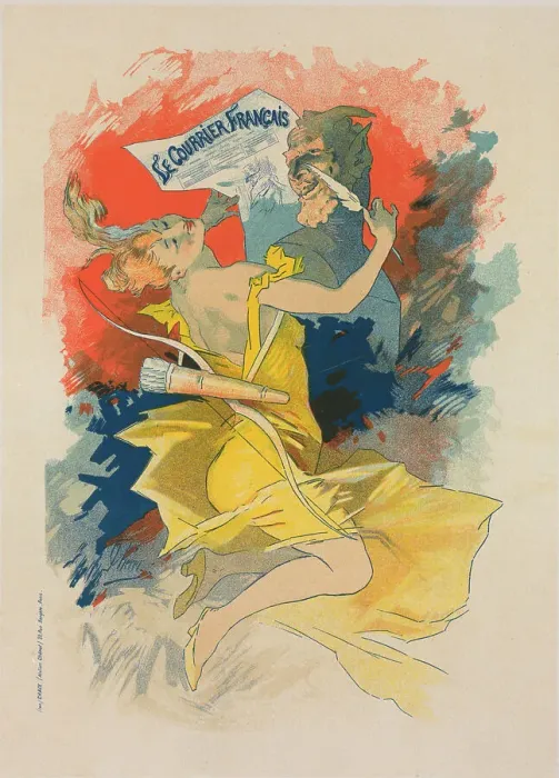 Framed Print : Affiche pour le journal le Courrier Français'. c1897. Creator: Jules Cheret. Affiche pour le journal le Courrier Français'. c1897. Creator: Jules Cheret Framed Print : Affiche pour le journal le Courrier Français'. c1897. Creator: Jules Cheret. Affiche pour le journal le Courrier Français'. c1897. Creator: Jules Cheret