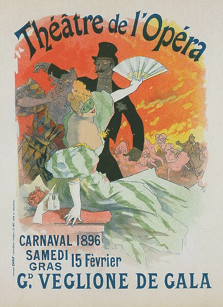 Affiche pour le théâtre de l'Opéra, 'Carnaval 1896. Grand Veglione de Gala'. c1896. Creator: Jules Cheret. Affiche pour le théâtre de l'Opéra, 'Carnaval 1896. Grand Veglione de Gala'. c1896