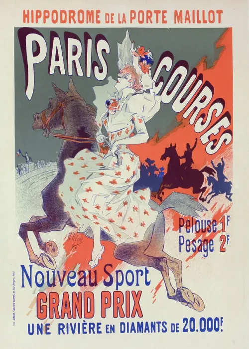Framed Print : Affiche pour l'Hippodrome de la Porte-Maillot, Paris-Courses'. c1897. Creator: Jules Cheret. Affiche pour l'Hippodrome de la Porte-Maillot, Paris-Courses'. c1897. Creator: Jules Cheret