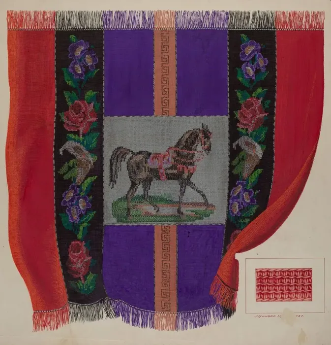 Framed Print : Afghan Carriage Robe, c. 1937. Creator: J. Howard Iams Framed Print : Afghan Carriage Robe, c. 1937. Creator: J. Howard Iams