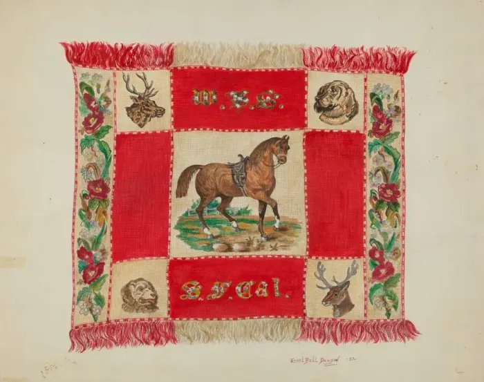 Framed Print : Afghan (detail), c. 1937. Creator: Ethel Dougan Framed Print : Afghan (detail), c. 1937. Creator: Ethel Dougan