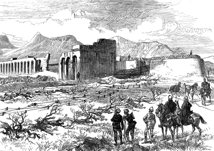 Framed Print : The Afghan War: defence of the British position at...Cabul - north end of Sherpore defences, 1880. Creator: C. R Framed Print : The Afghan War: defence of the British position at...Cabul - north end of Sherpore defences, 1880. Creator: C. R