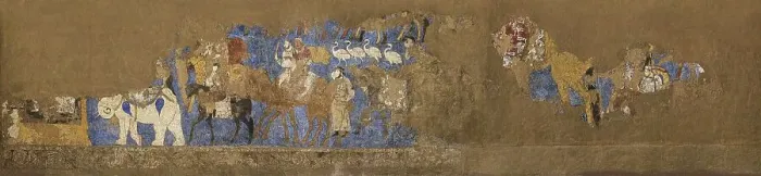 Framed Print : Afrasiab murals, South wall: Funeral procession led by King Varkhuman, Between 648 and 651. Creator: Sogdian Art Framed Print : Afrasiab murals, South wall: Funeral procession led by King Varkhuman, Between 648 and 651. Creator: Sogdian Art