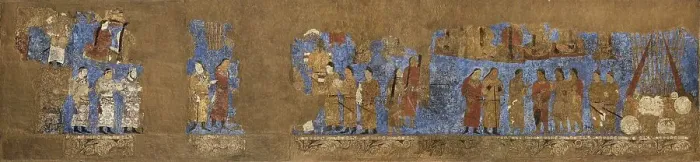Framed Print : Afrasiab murals: West wall: Ambassadors from various countries, Between 648 and 651. Creator: Sogdian Art Framed Print : Afrasiab murals: West wall: Ambassadors from various countries, Between 648 and 651. Creator: Sogdian Art