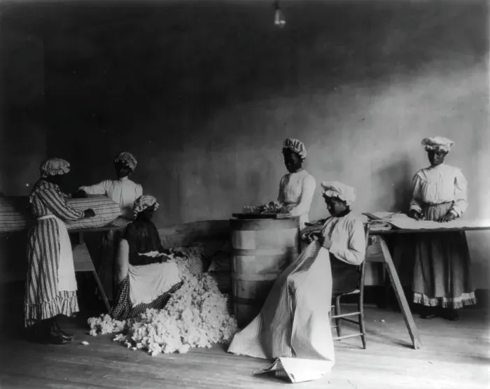 Framed Print : African American students in mattress-making class, Tuskegee Institute, Tuskegee, Alabama, 1902. Creator: Frances Benjamin Johnston Framed Print : African American students in mattress-making class, Tuskegee Institute, Tuskegee, Alabama, 1902. Creator: Frances Benjamin Johnston