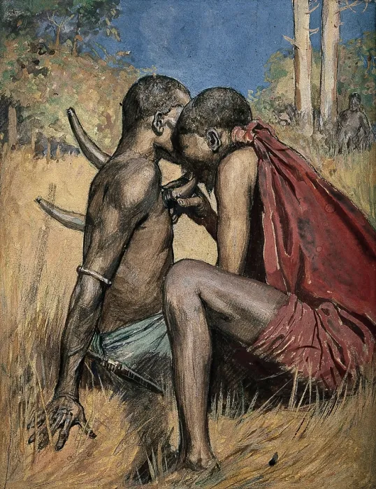 Framed Print : An African medicine man or shaman applying the technique of cupping to a patient... Creator: Unknown Framed Print : An African medicine man or shaman applying the technique of cupping to a patient... Creator: Unknown
