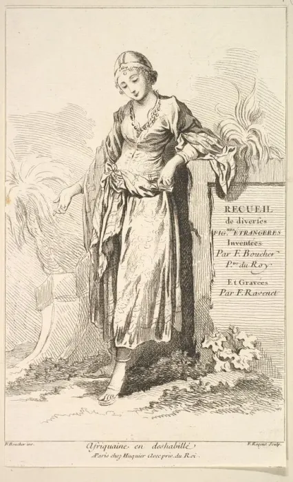 Framed Print : Afriquaine en deshabille, from Recueil de diverses fig Framed Print : Afriquaine en deshabille, from Recueil de diverses fig