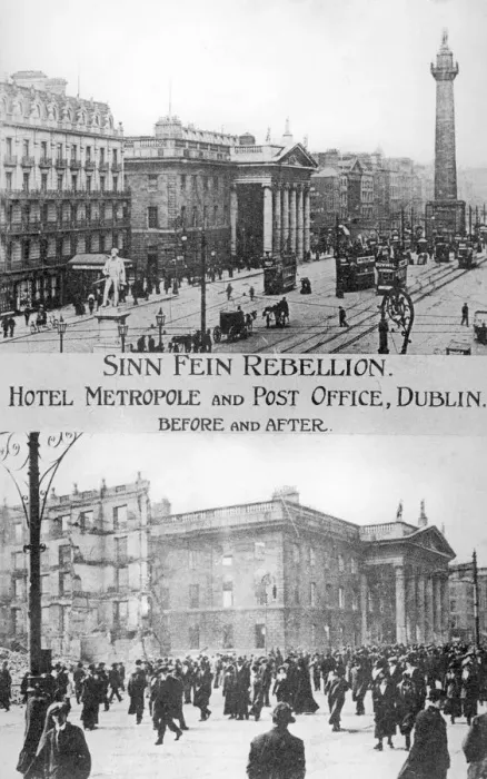 Framed Print : Before and after, Anti-English Irish uprising, Dublin, May 1916 Framed Print : Before and after, Anti-English Irish uprising, Dublin, May 1916