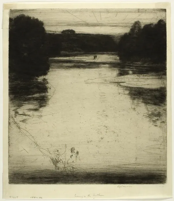 Framed Print : After-Glow (or Evening) on the Findhorn, 1907. Creator: David Young Cameron Framed Print : After-Glow (or Evening) on the Findhorn, 1907. Creator: David Young Cameron