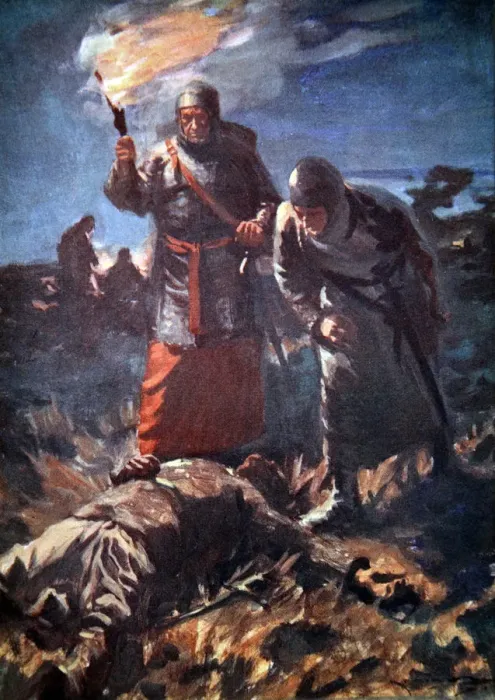 Framed Print : Aftermath of the Battle of Legnano, Italy, 1176 (1913). Artist: Arthur C Michael Framed Print : Aftermath of the Battle of Legnano, Italy, 1176 (1913). Artist: Arthur C Michael