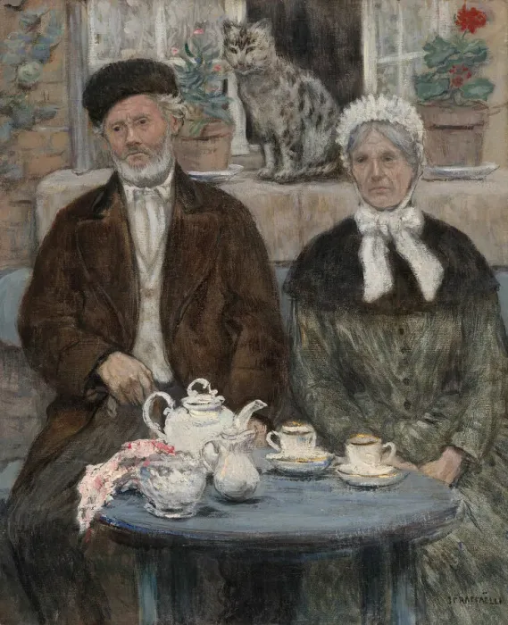 Framed Print : Afternoon Tea, c. 1880. Creator: Jean Francois Raffaelli Framed Print : Afternoon Tea, c. 1880. Creator: Jean Francois Raffaelli
