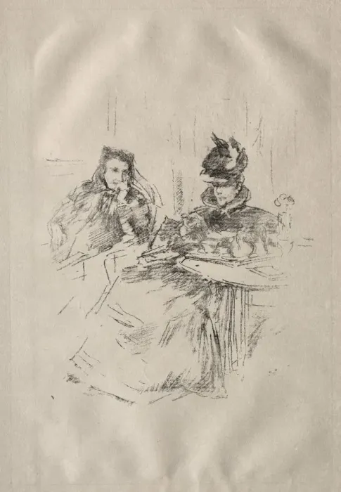 Framed Print : Afternoon Tea, Mrs. Phillips and Mrs. Charles Whibley. Creator: James McNeill Whistler (American Framed Print : Afternoon Tea, Mrs. Phillips and Mrs. Charles Whibley. Creator: James McNeill Whistler (American