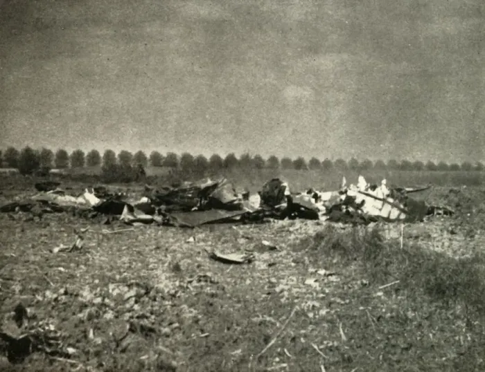 Framed Print : And Afterwards: The End of a Heinkel in a French Field, 1939-1940, (1941). Creator: Unknown Framed Print : And Afterwards: The End of a Heinkel in a French Field, 1939-1940, (1941). Creator: Unknown