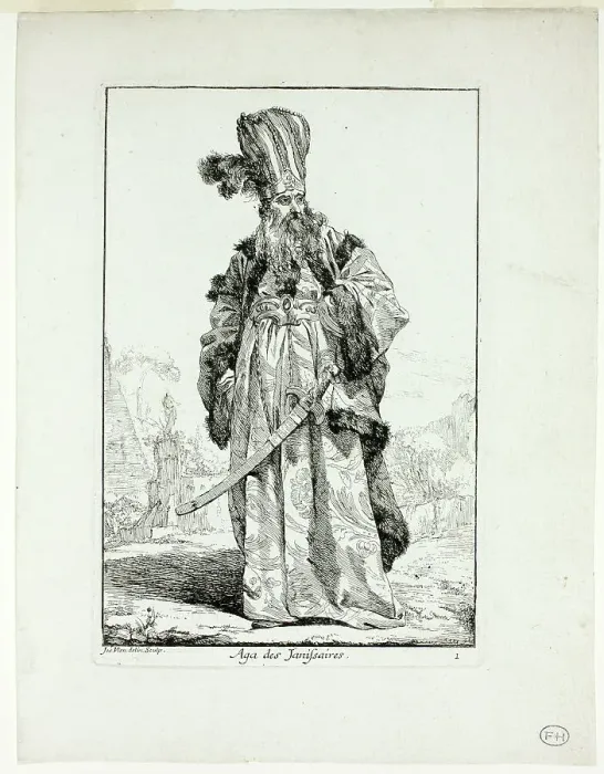 Framed Print : Aga des Janissaires, plate one from Caravanne du Sultan à la Mecque, 1748. Creator: Joseph-Marie Vien the Elder Framed Print : Aga des Janissaires, plate one from Caravanne du Sultan à la Mecque, 1748. Creator: Joseph-Marie Vien the Elder